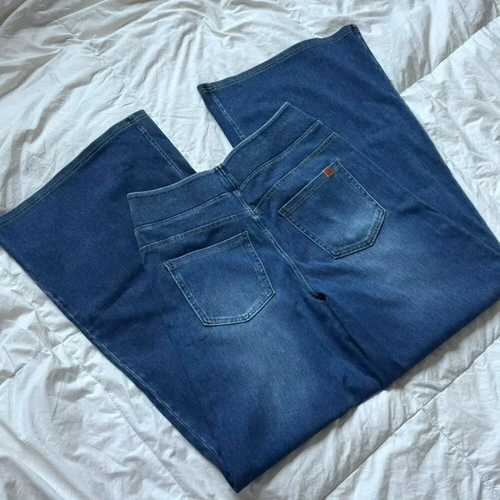 Halara M 8/10 high rise Wide leg flex denim jeans stretch casual minimal preppy - Picture 6 of 8